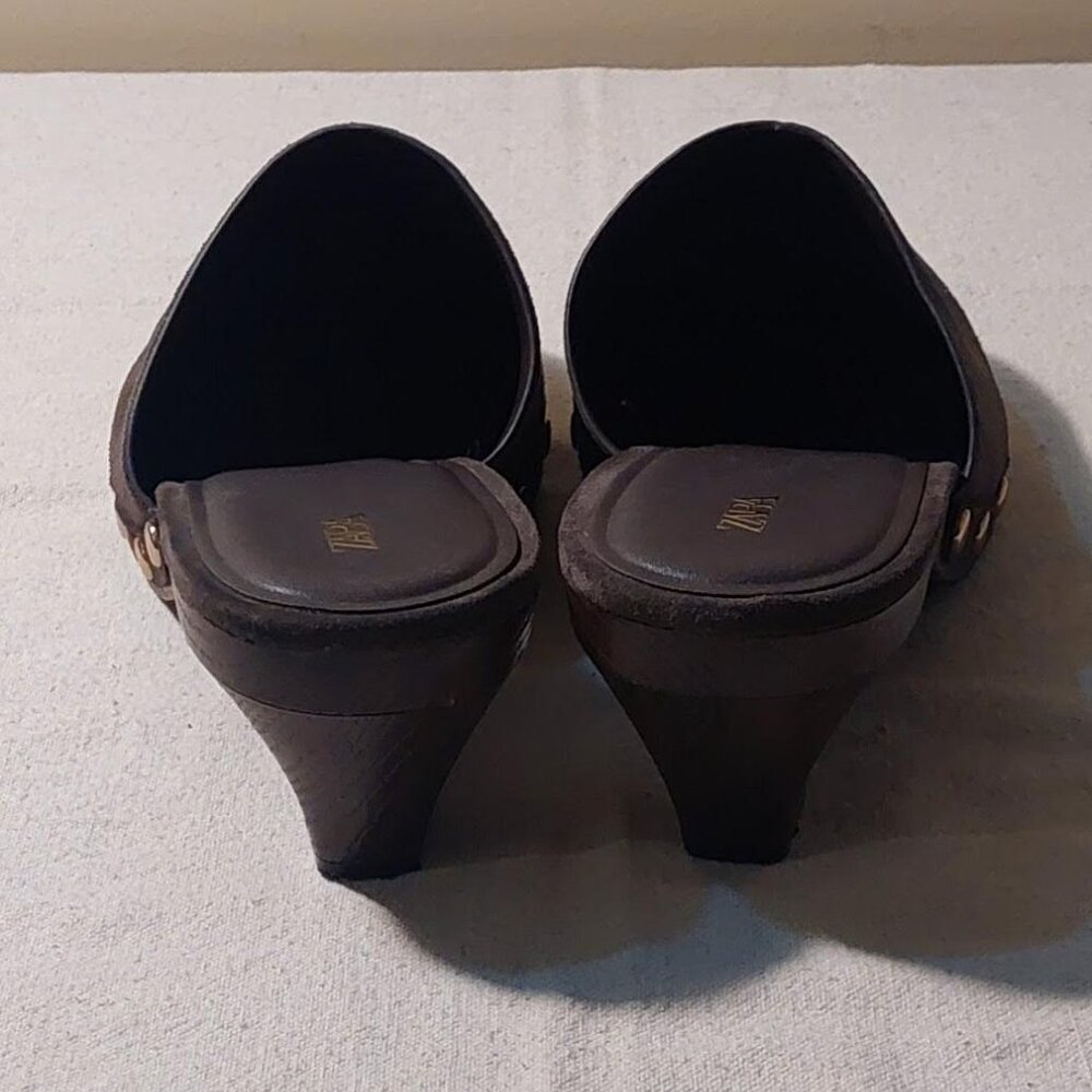 Zara Black Studded Suede Mules - Picture 5 of 7